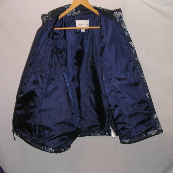 Coldwater Creek Quilted Blue White Floral Jacket Coat XL Women's Full Zip - Picture 4 of 10